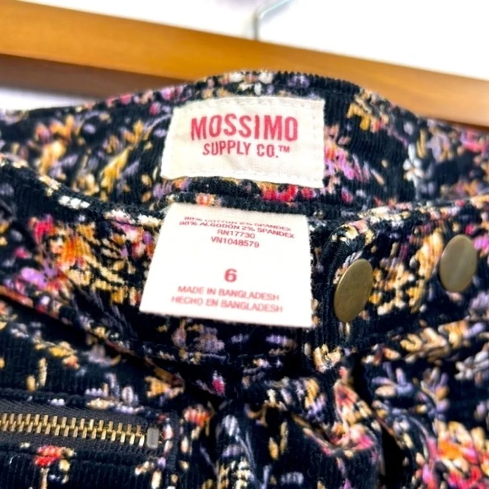 Mossimo Supply CO - Floral Corduroy Black Button Mini Skirt Size 6